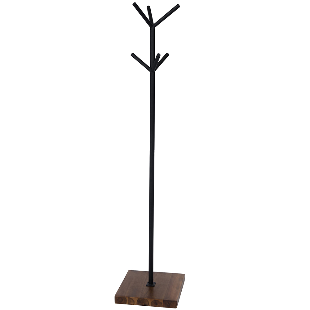 Charles Bentley Black and Acacia Hallway Coat Stand Image 1