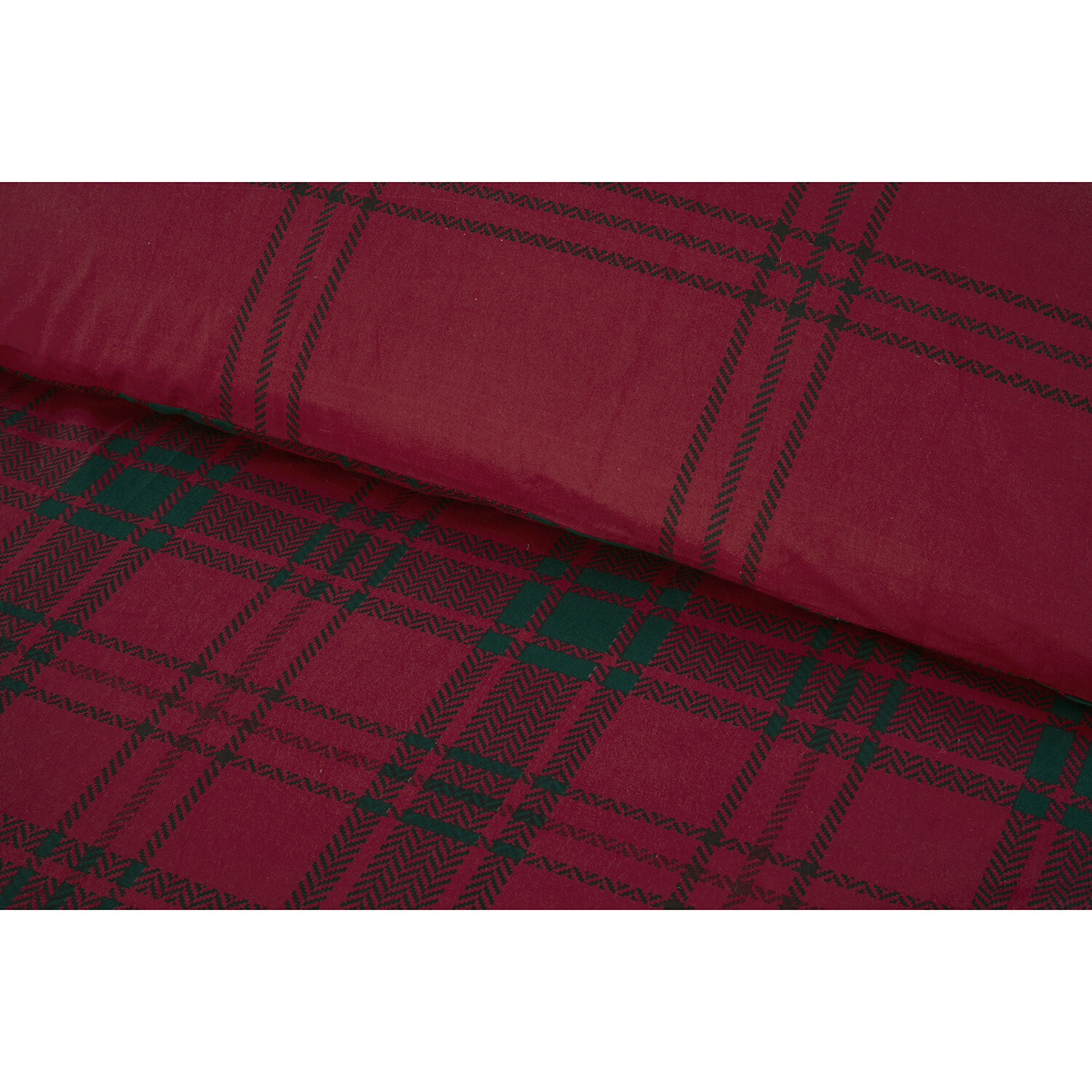 Kirkland Check Duvet Cover and Pillowcase Set - Red / Superking Image 4