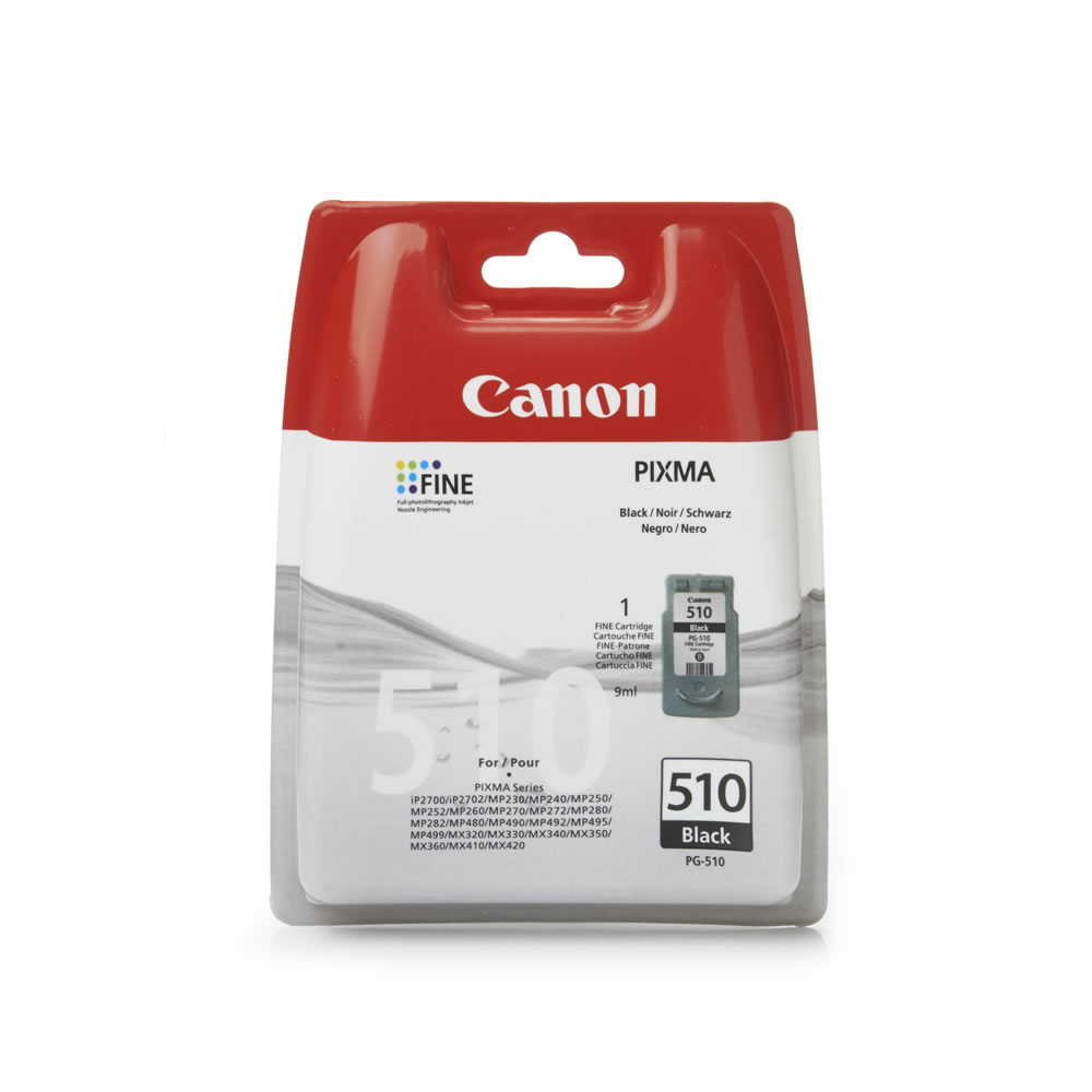 Canon Pixma PG-510 Black Ink Cartridge  - wilko Pixma PG-150 black fine cartridge. Full-photolithography inkjet nozzle engineering. Creative Park. Canon PG-510 ink cartridge black for use with MP240 and MP260 printers. OEM: 2970B001. Canon Pixma PG-510 Black Ink Cartridge