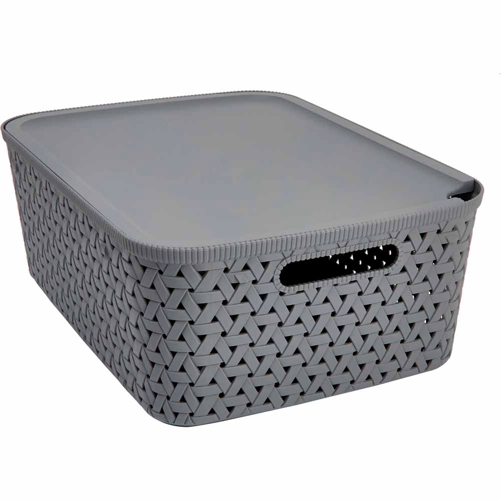 Wilko 15L Grey Storage Box with Lid Image 1