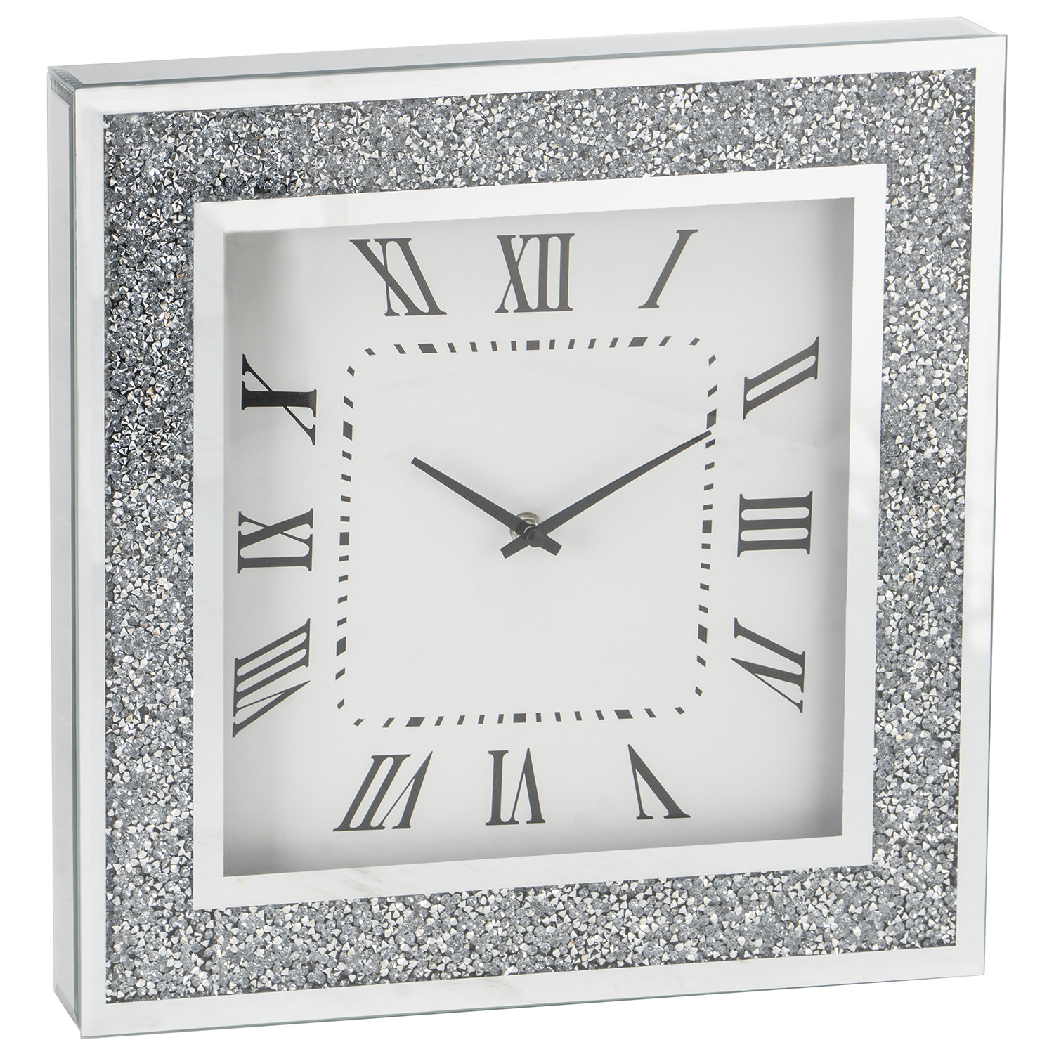 Glamour Crushed Crystal Roman Wall Clock Image 1