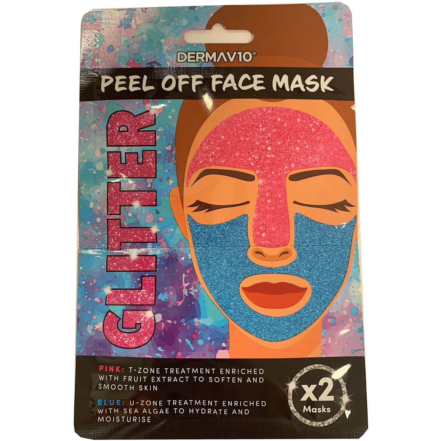 Pack of 2 DermaV10 Glitter Peel Off Face Masks Image