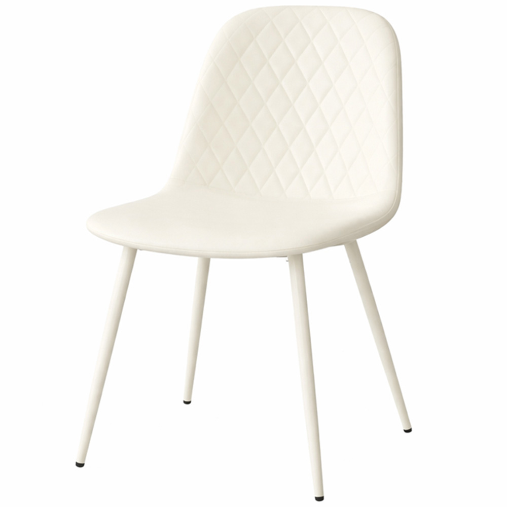 Kosy Koala Set of 4 Cream Faux Leather Gem Pattern Dining Chair Image 2