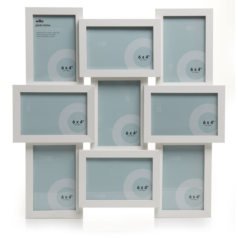 Wilko White 9 Multi Aperture Photo Frame 6 x 4 Inch Image 1