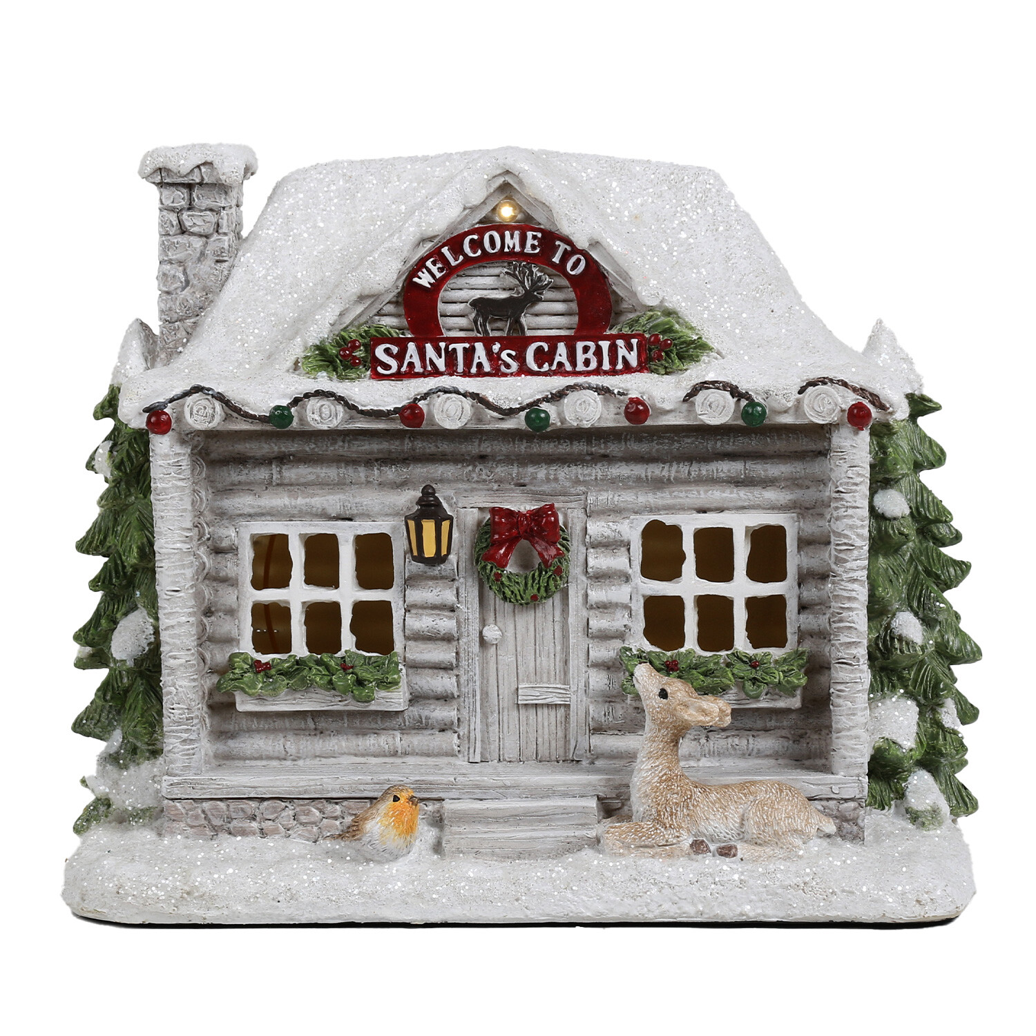 Santa's Cabin with LEDs - White Image 1