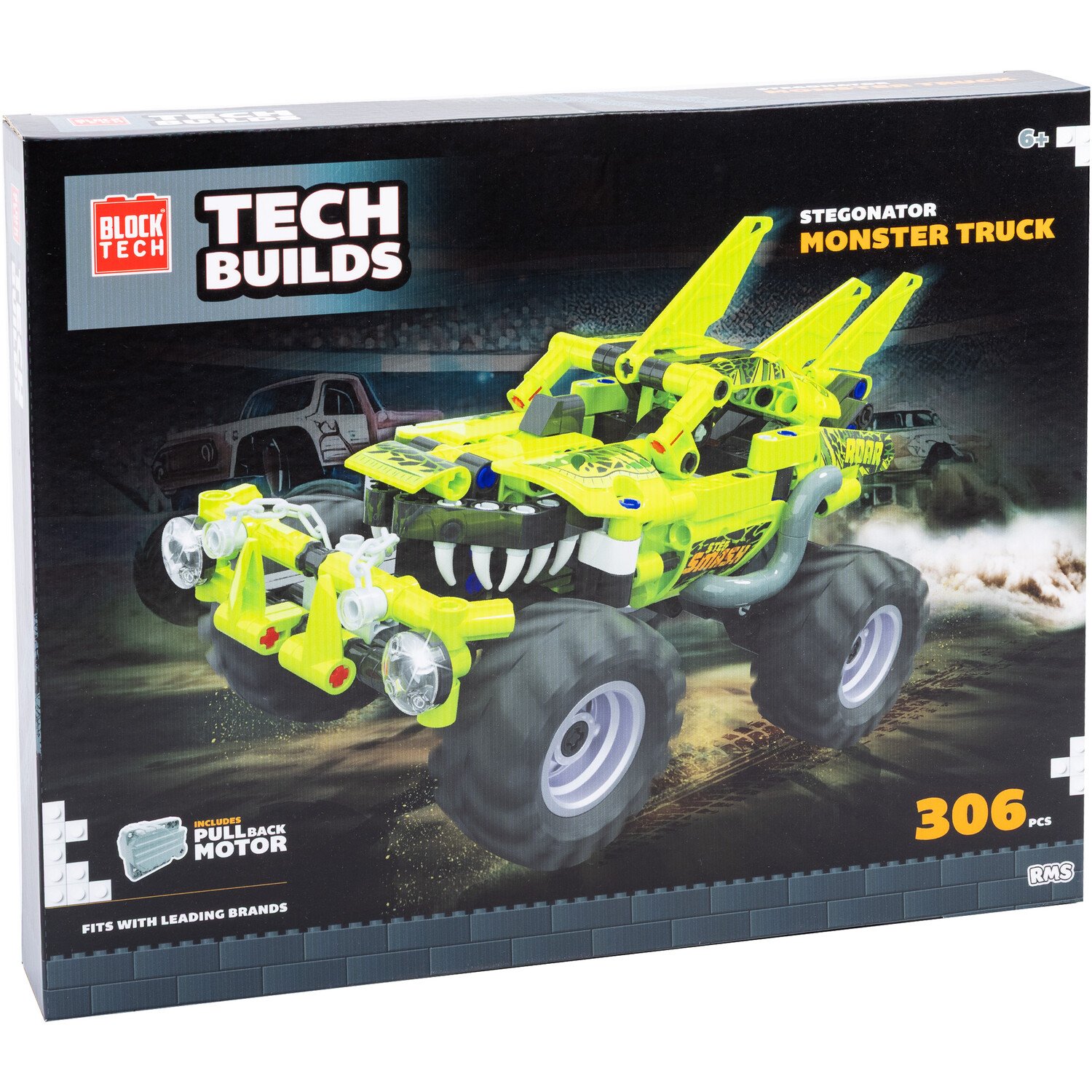 Tech Builds Stegonator Monster Truck Set Neon Green Image