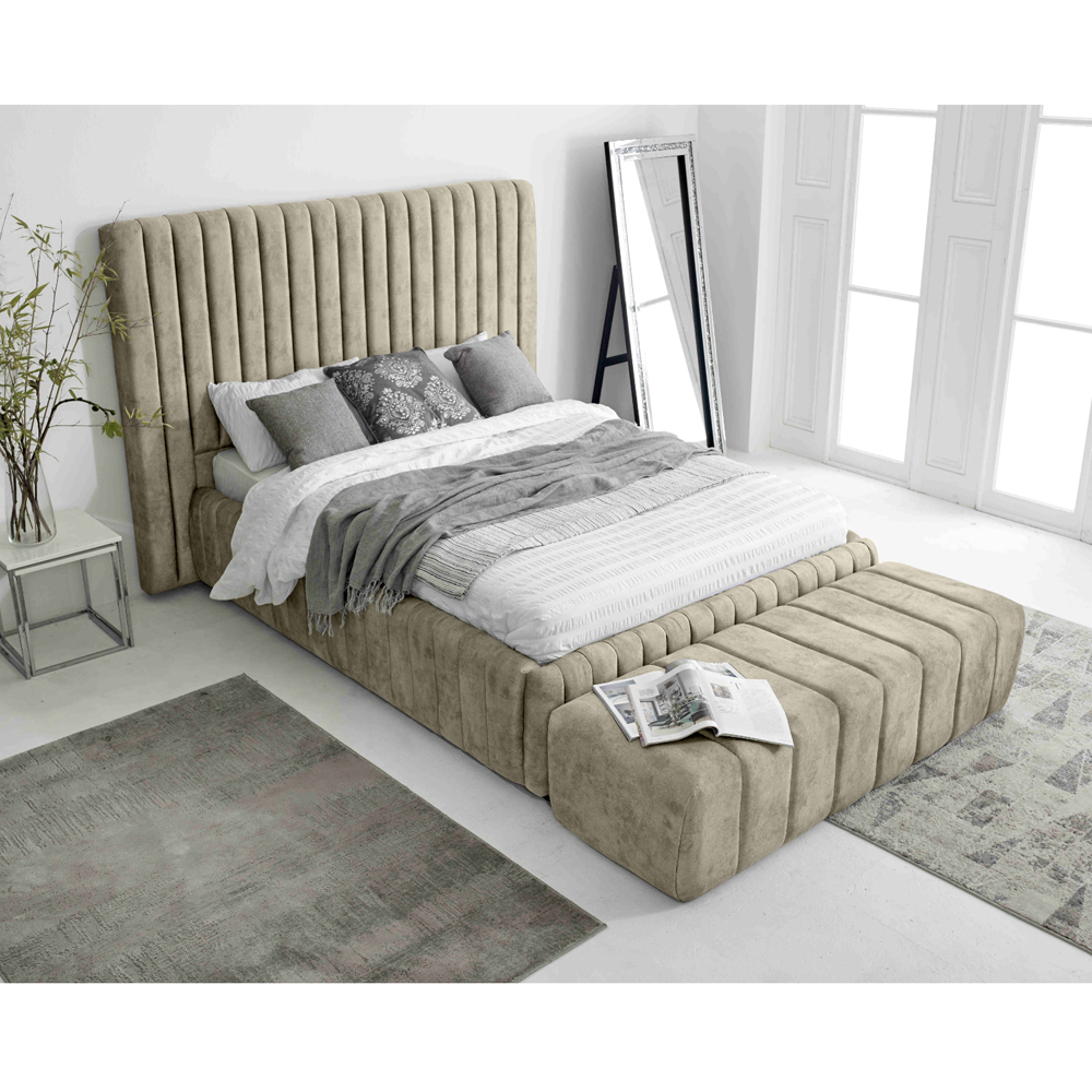 Eleganza The Elite Super King Size Pearl Oakland Fabric Bed Frame with Headboard and Footboard Image 9
