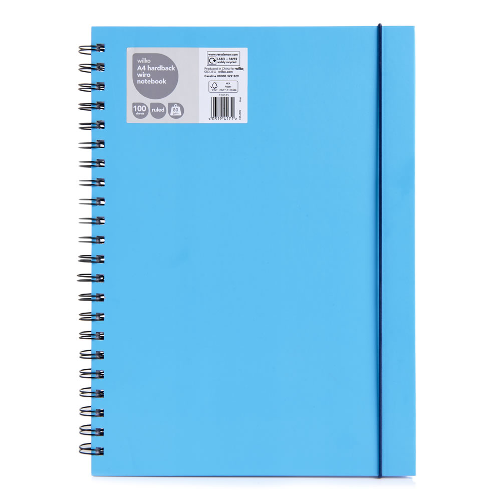 Wilko A4 lined Notebook 100 Sheets 80gsm Image