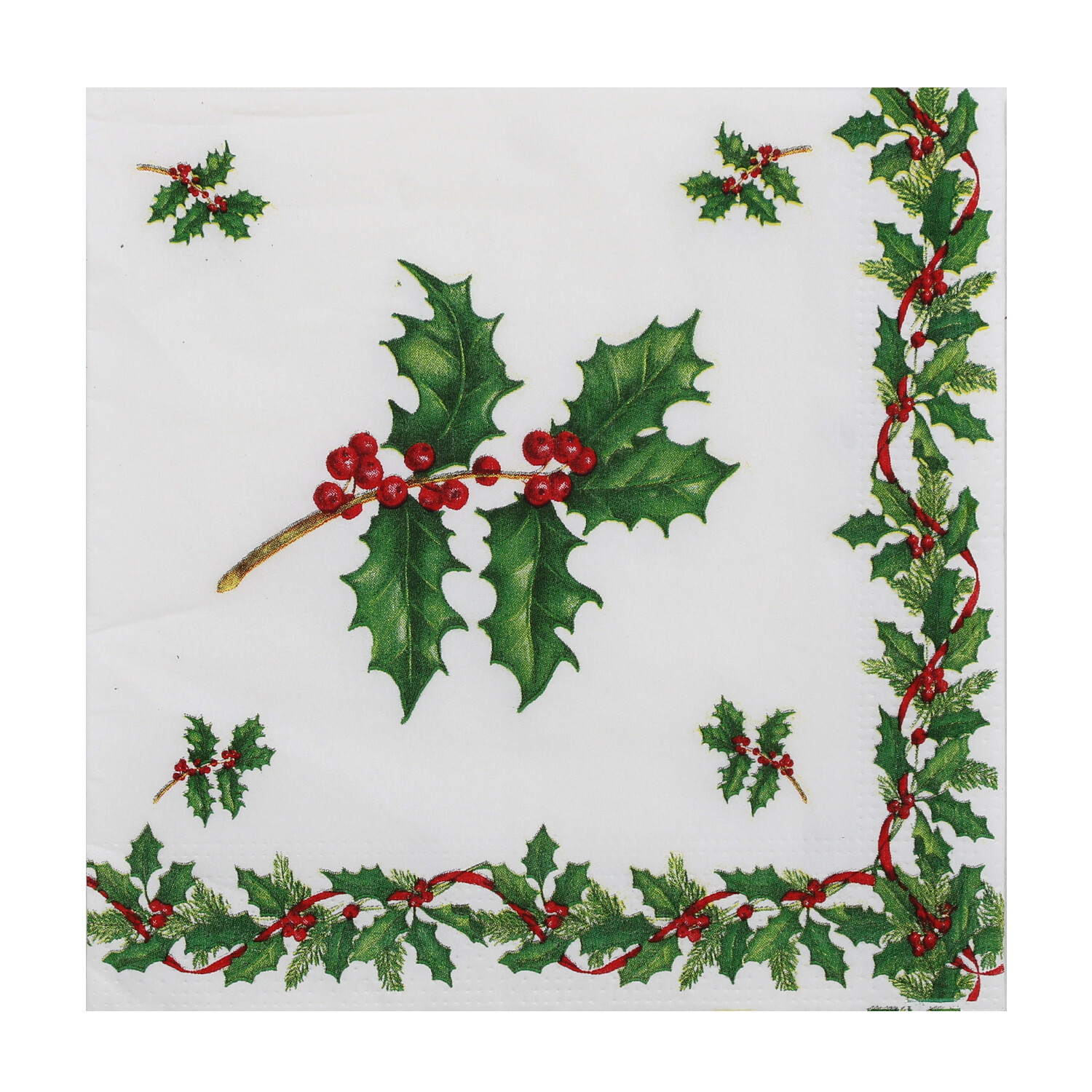 White Holly Paper Napkins 10 Pack Image