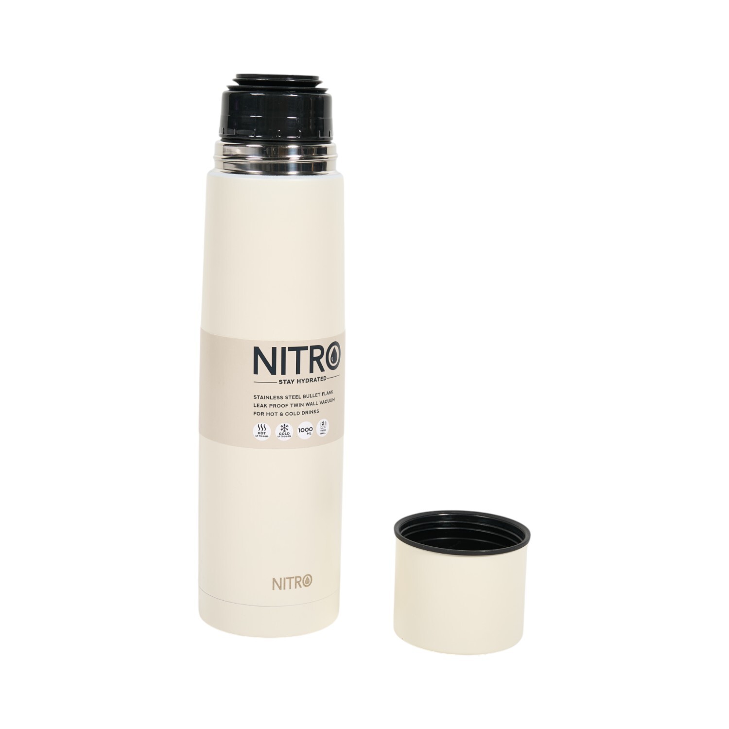 Nitro Stainless Steel Bullet Flask Cream Image 4