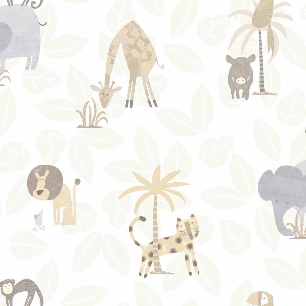 Holden Decor Jungle Friends Neutral Wallpaper Image 1