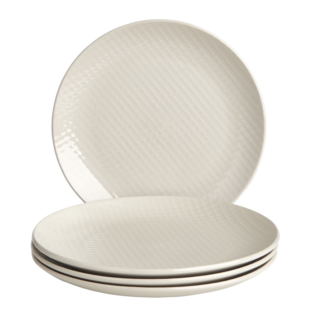 Wilko 12 piece Cream Chequer Dinner Set Wilko