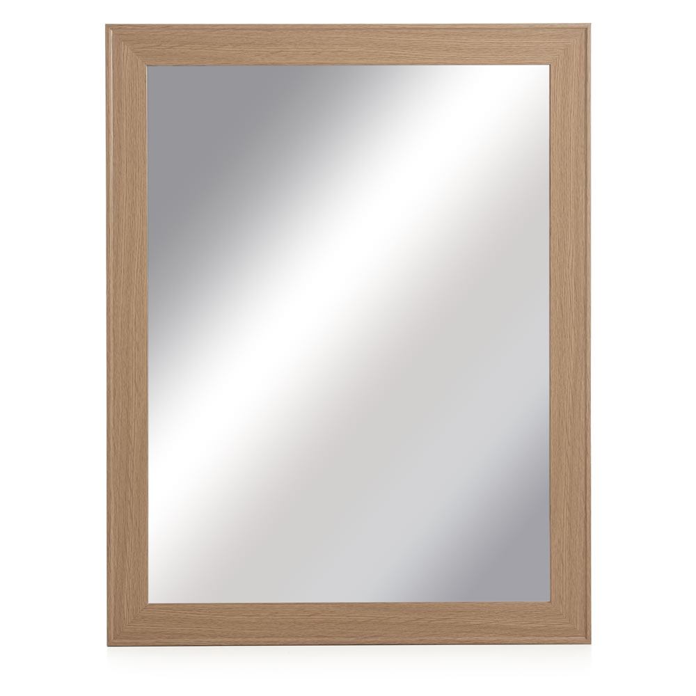 Wilko 71 x 91cm Oak Effect Wall Mirror Image 1