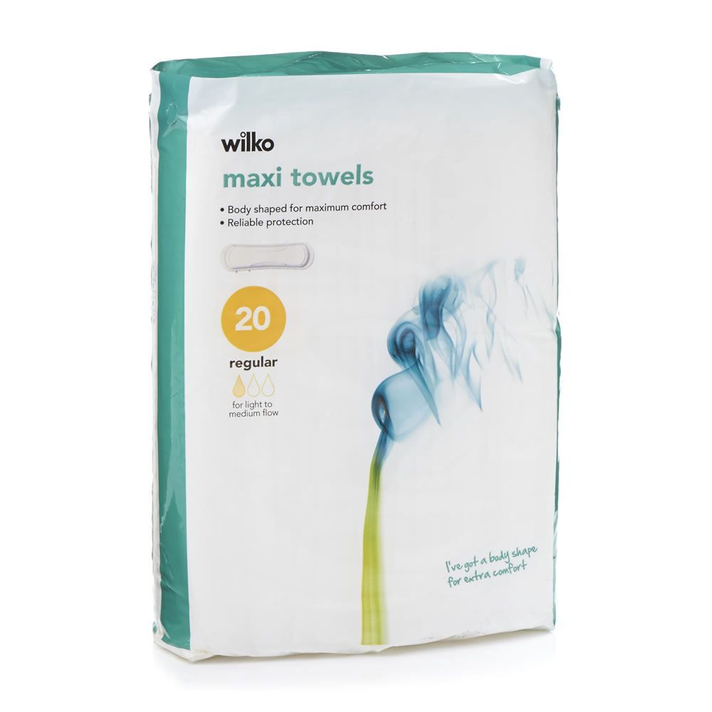 Wilko Body Shaped Regular Maxi Sanitary Towels 12 Pack Image