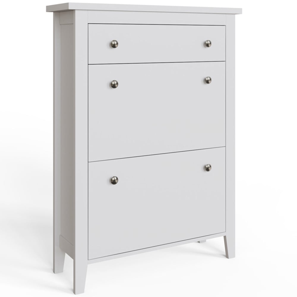 GFW Deluxe 2 Tier White Shoe Cabinet Image 2
