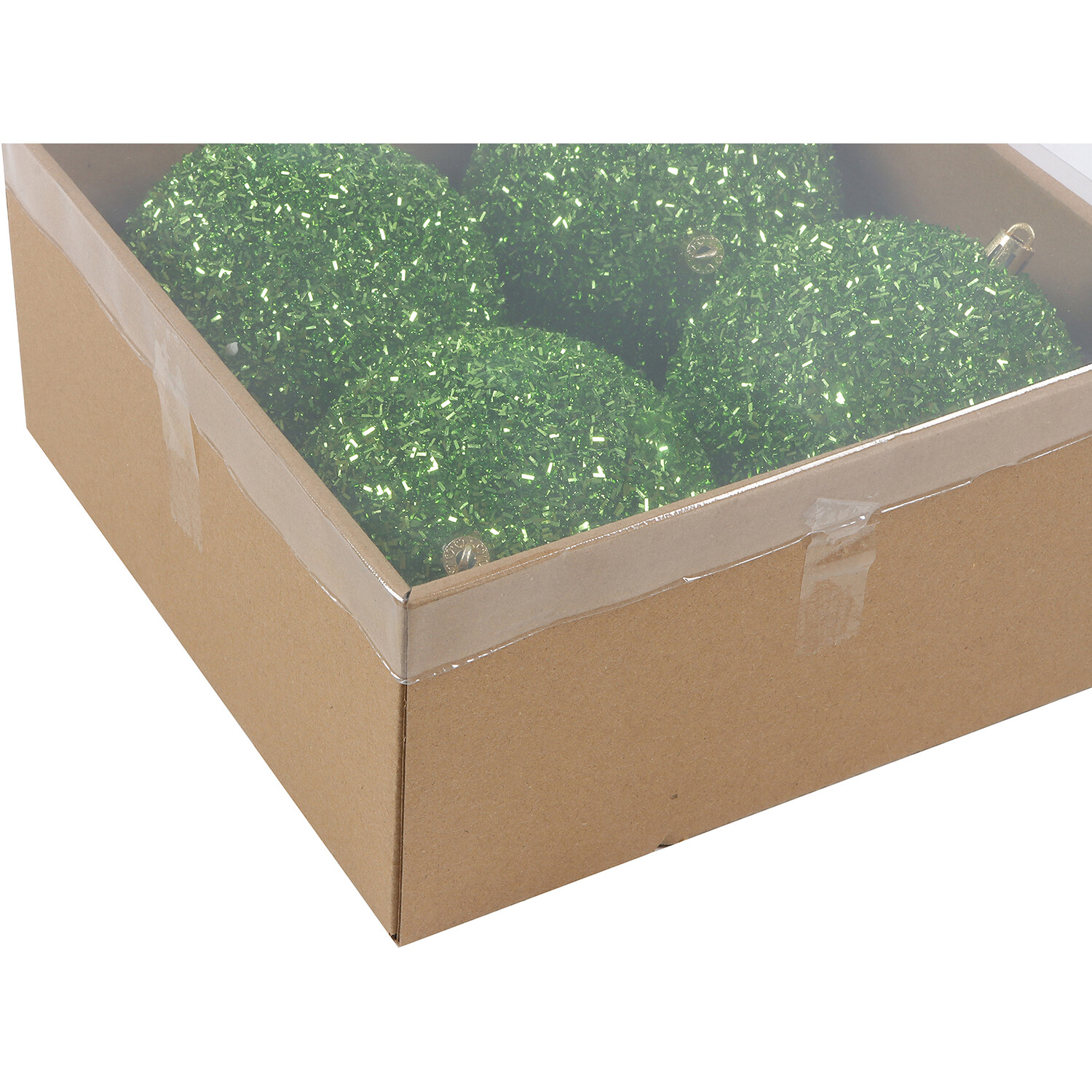Pack of 4 Tinsel Baubles Green Image 2