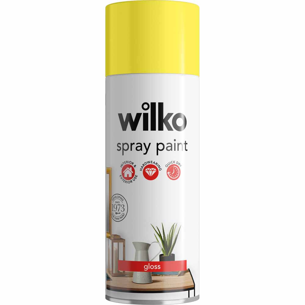 Wilko Enamel Spray Yellow 400ml Image 1