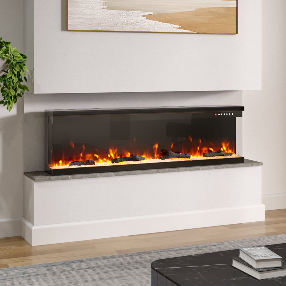Living and Home 12 Flame Colour 3 Side Inset or Freestanding Electric Fireplace with Remote 60 inch Image 6
