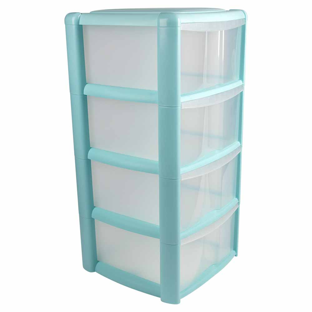 Wilko 4 Drawer Tower Light Teal Wilko
