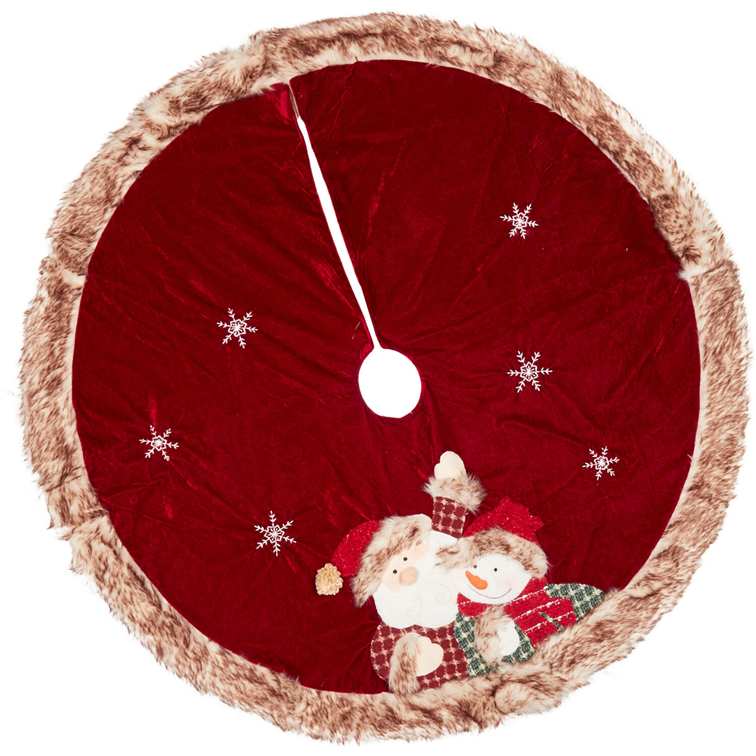 Santa Snowman Tree Skirt - Red Image
