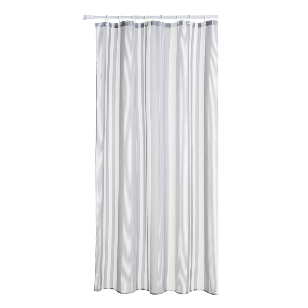 Wilko Fusion Striped Grey Shower Curtain Image 1