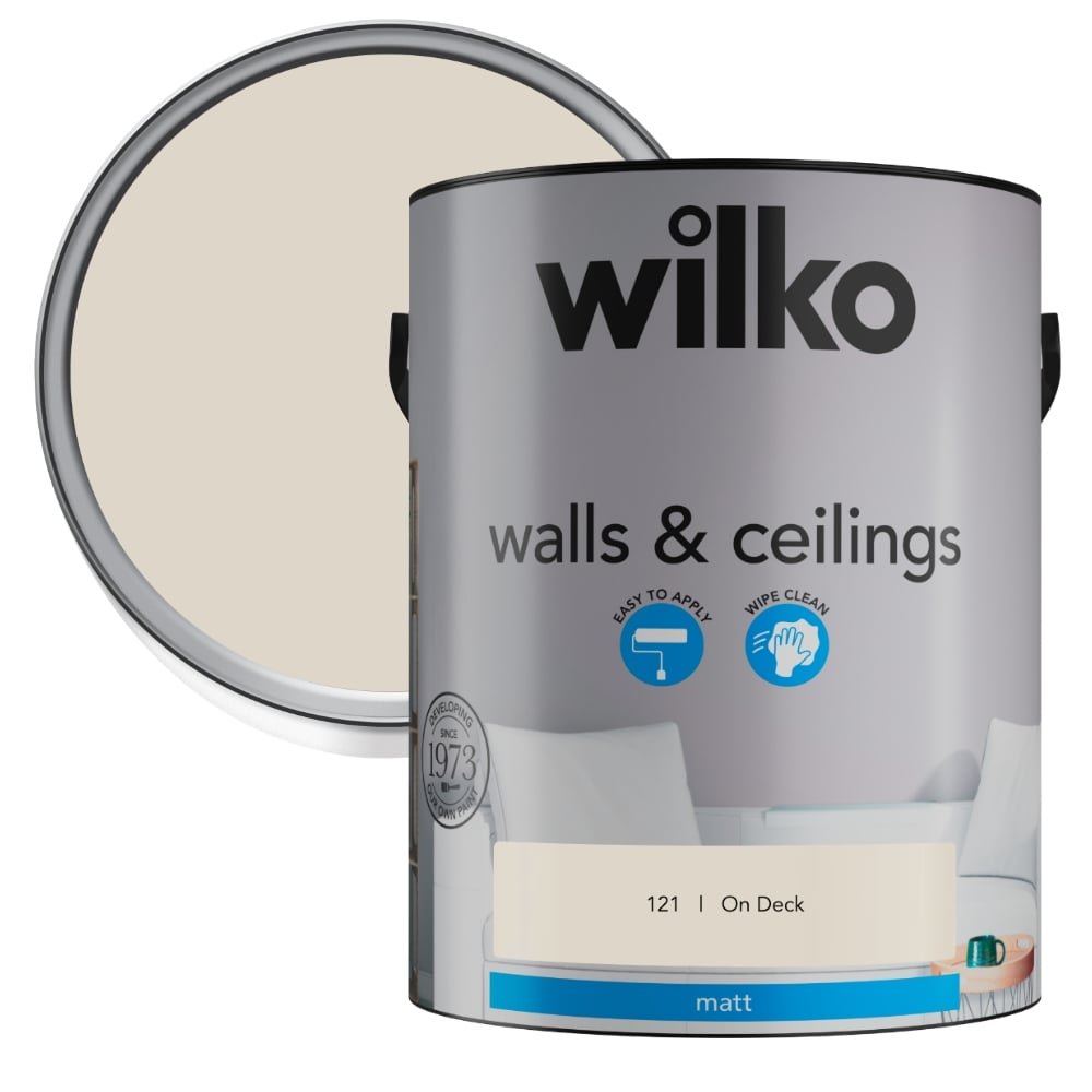 Wilko Walls & Ceilings On Deck Matt Emulsion Paint 5L Image 1