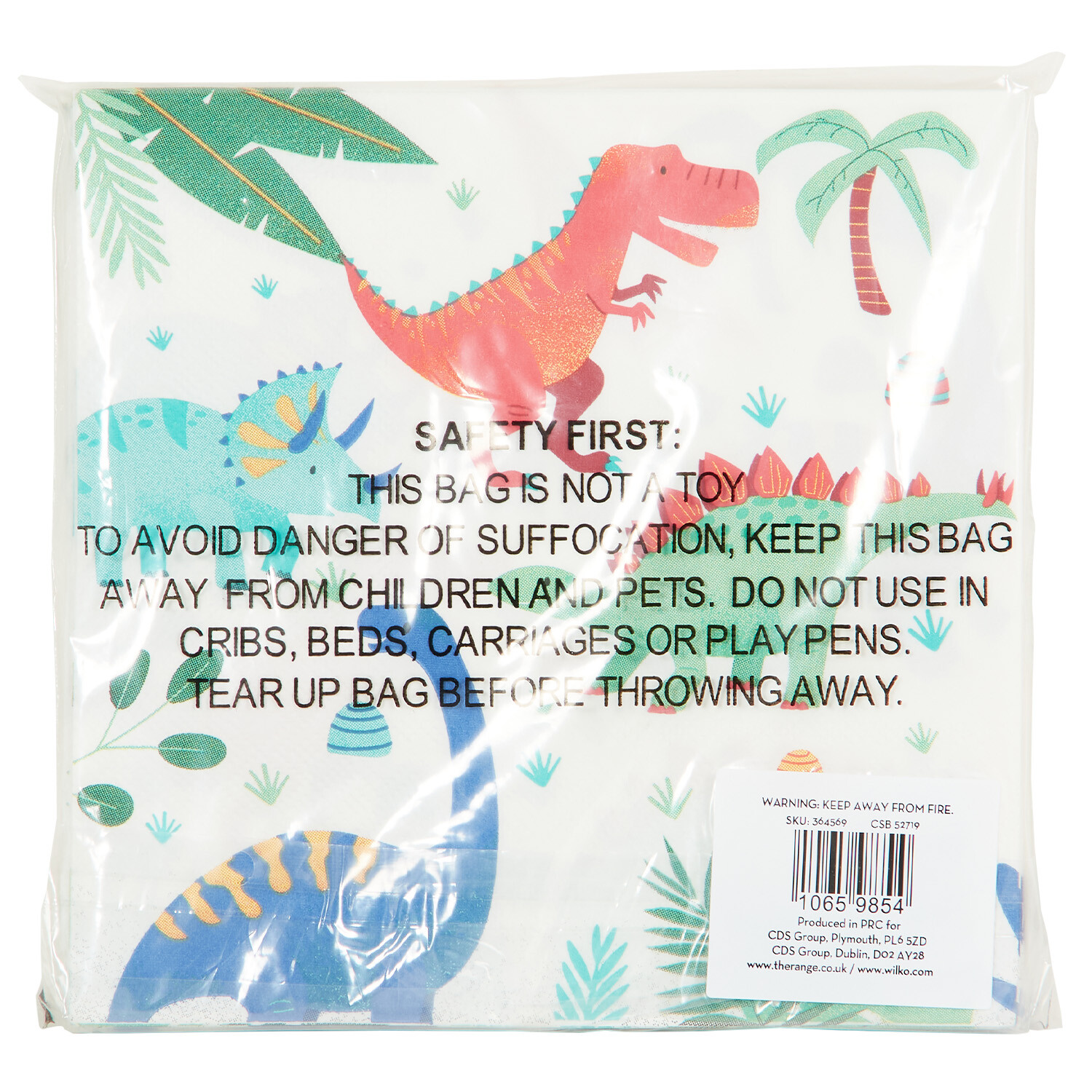 Pack of 16 Dinosaur Party Napkins - Cream Image 2