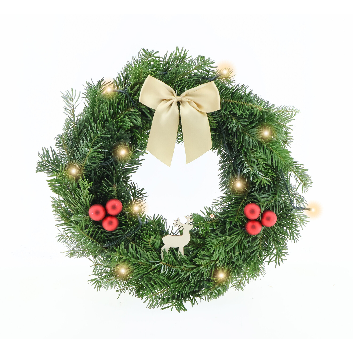 Decorative Christmas Wreath with Lights Green Image 1