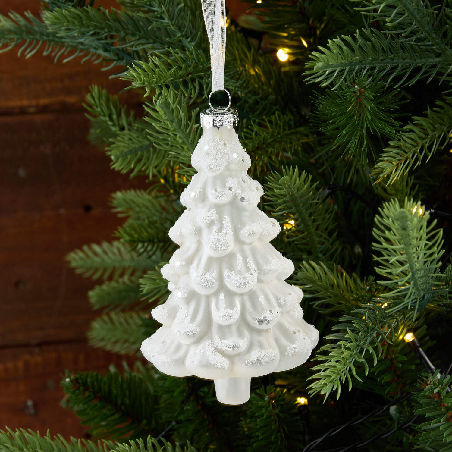 Glass Glitter Tree Hanging Decoration Image 5