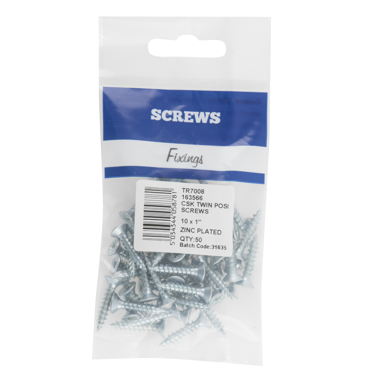 Hiatt 10 x 1 Inch Zinc Plated Countersunk Hard Twin Posi Screws 50 Pack Image 1