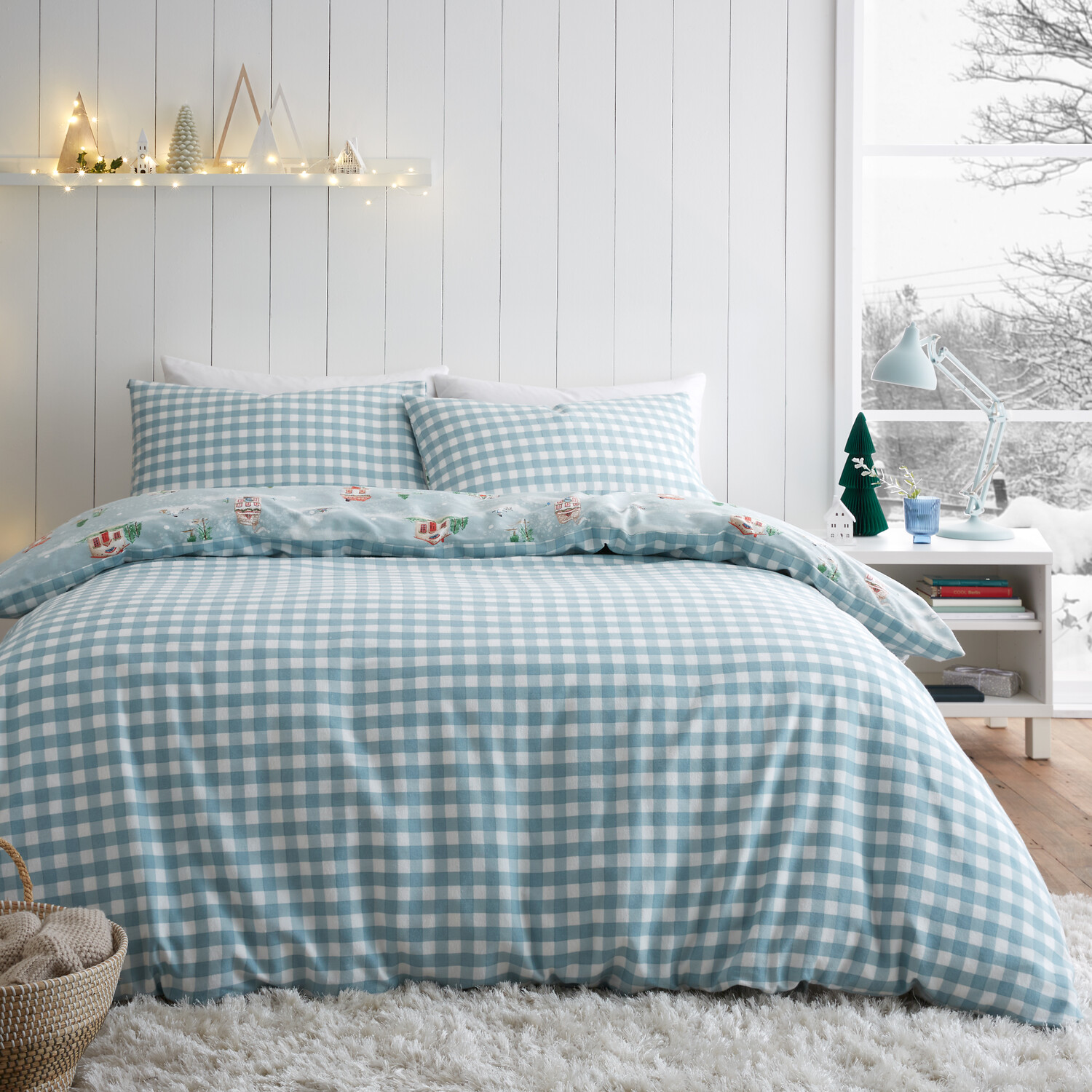 Winter Houses Duvet Set  - Blue / King Image 4