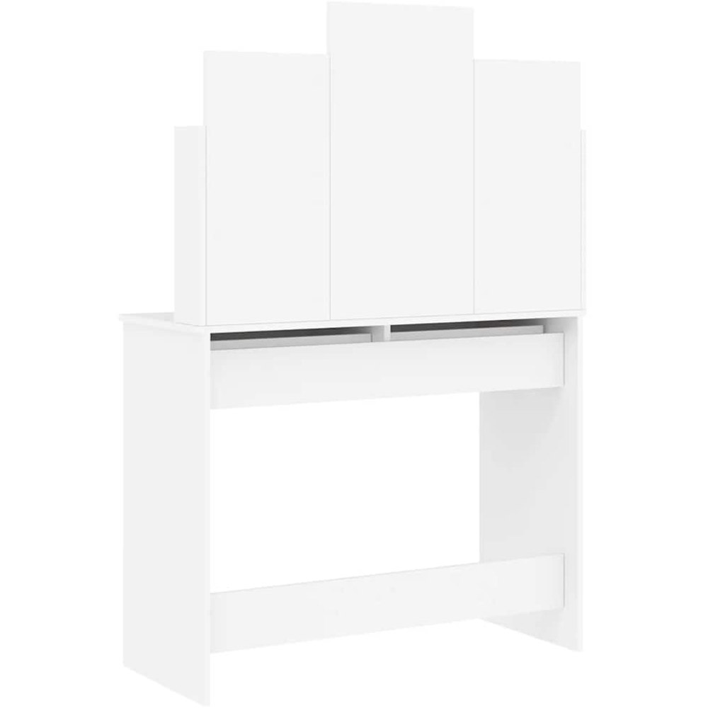 vidaXL 2 Drawer 4 Shelf White Dressing Table with Mirror Image 5