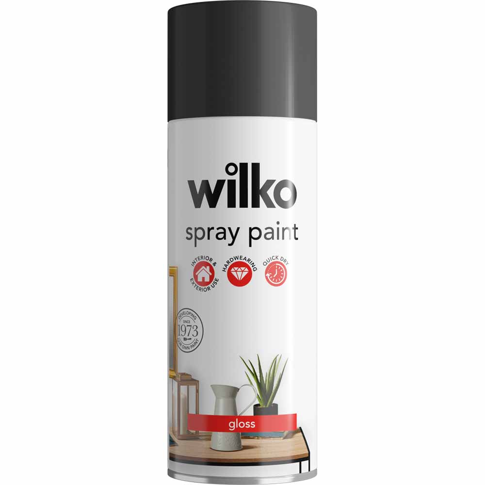 Wilko Intense Black Gloss Spray Paint 400ml Image 1