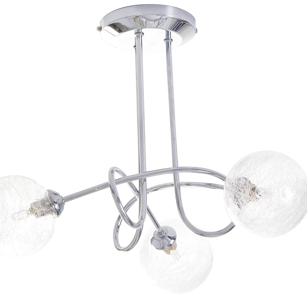 Wilko Sorrento 3 Arm Metal Ceiling Light with Crackle Effect Glass Shades Image 5
