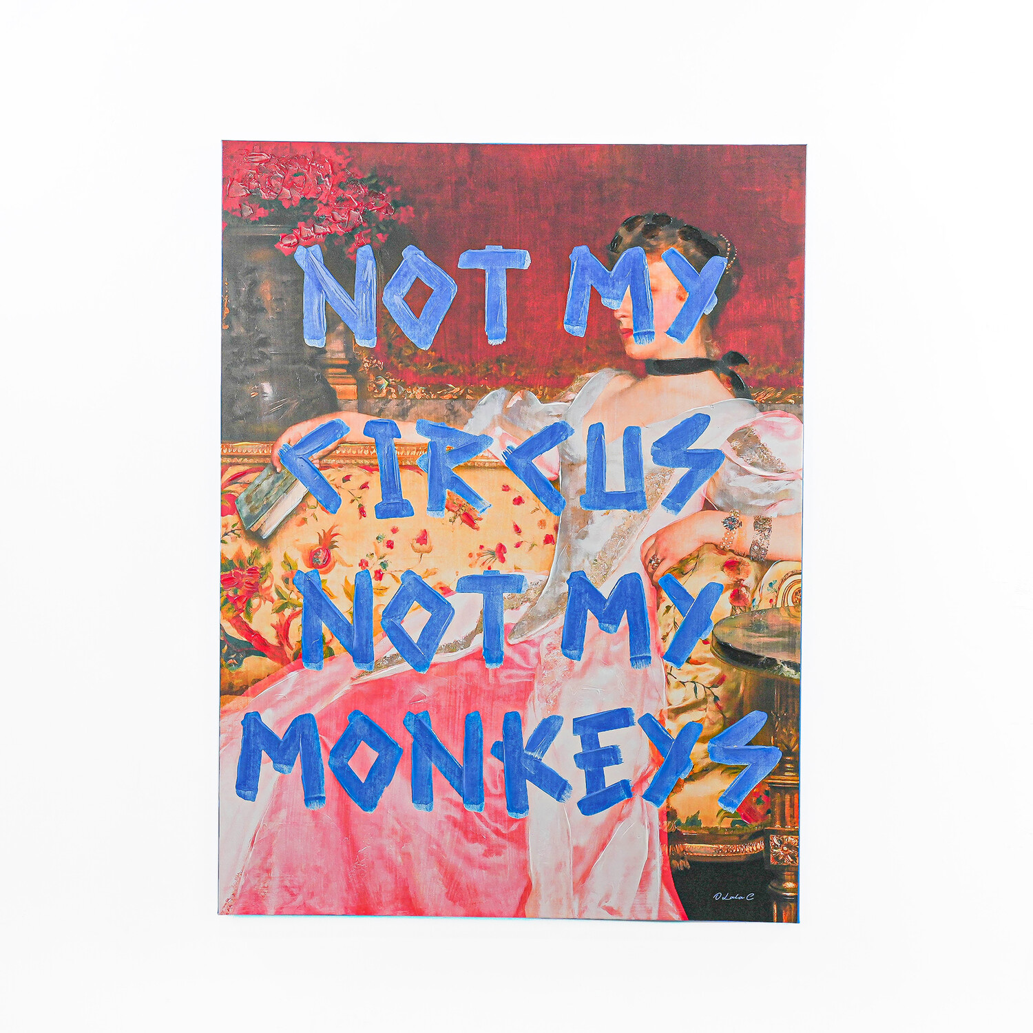 Not My Circus Vintage Hand Painted Canvas Red Image 1