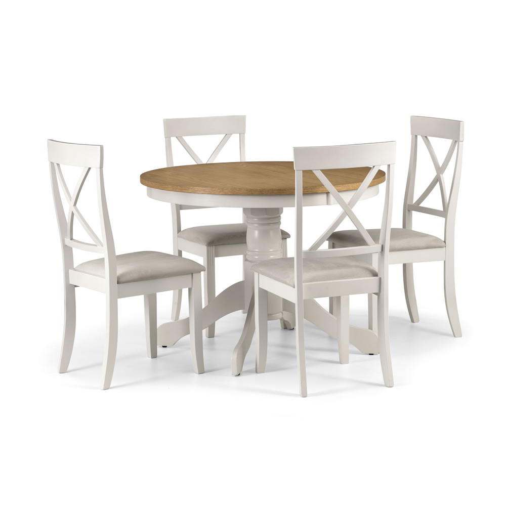 Julian Bowen Davenport Dining Table and 4 Chairs Ivory Image