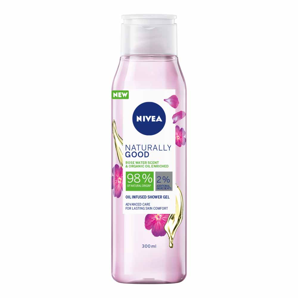 NIVEA Naturally Good Rosewater Scent Shower Gel 300ml Image