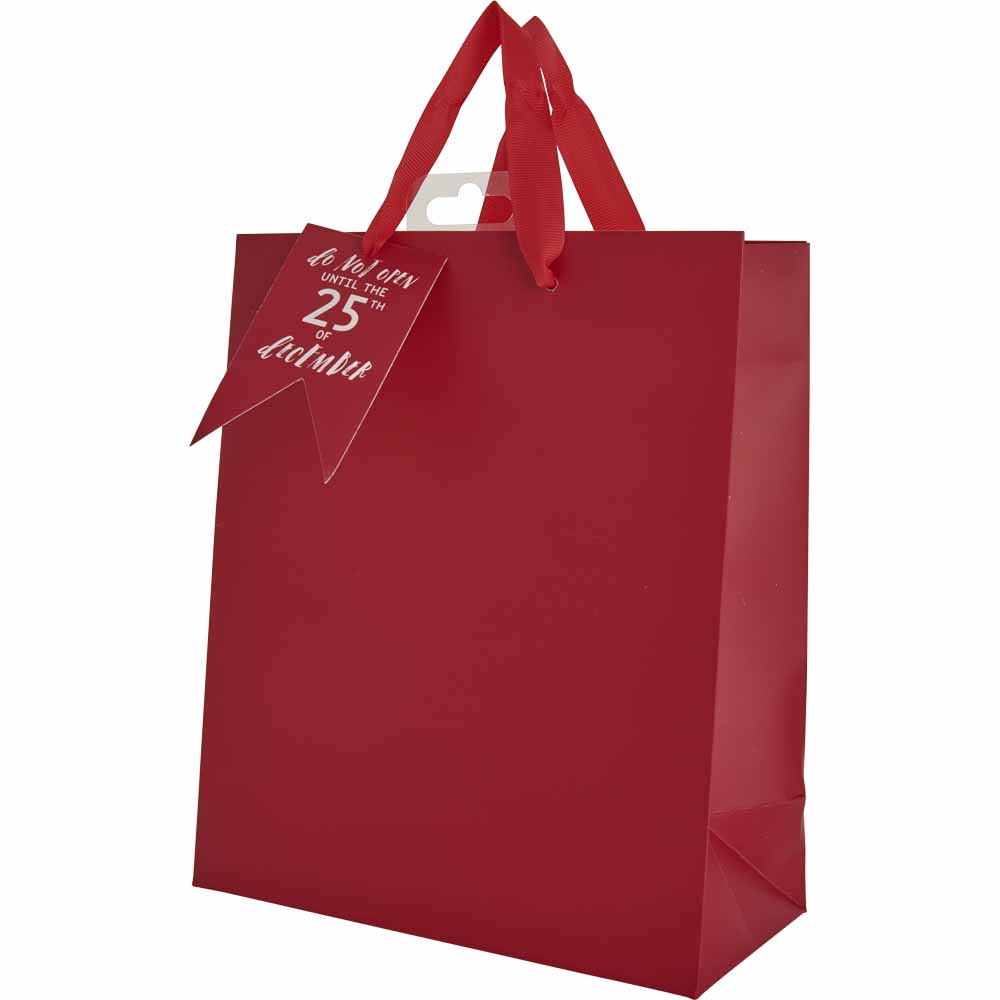 Wilko Alpine Home Red Christmas Gift Bag Medium Image 2