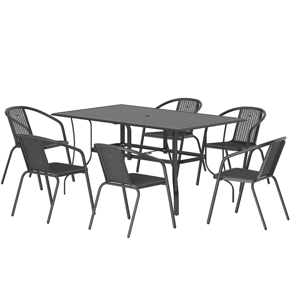 Living and Home Wicker 6 Seater Rectangular Patio Set Image 2