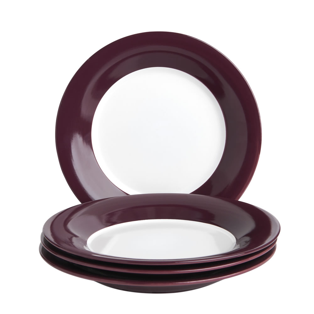 Wilko Colour Play 12 piece Purple and White Dinner Set Wilko