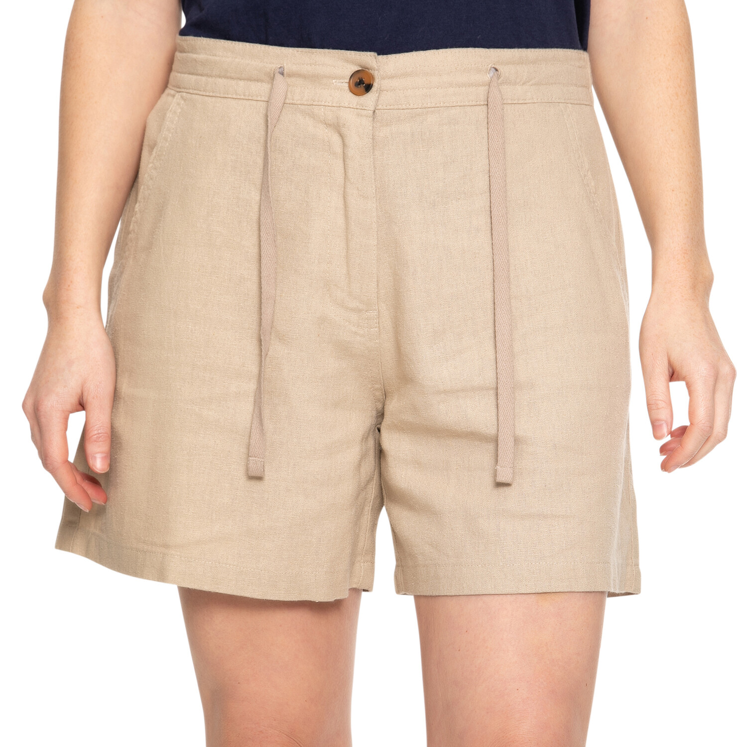 Belinda Women's Linen Shorts - Stone / 12 Image 4