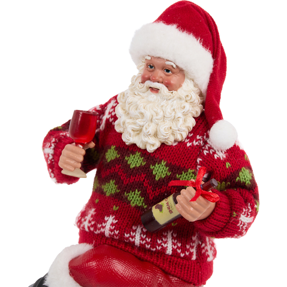 Christmas Barrel Sitting Santa Decoration Image 4