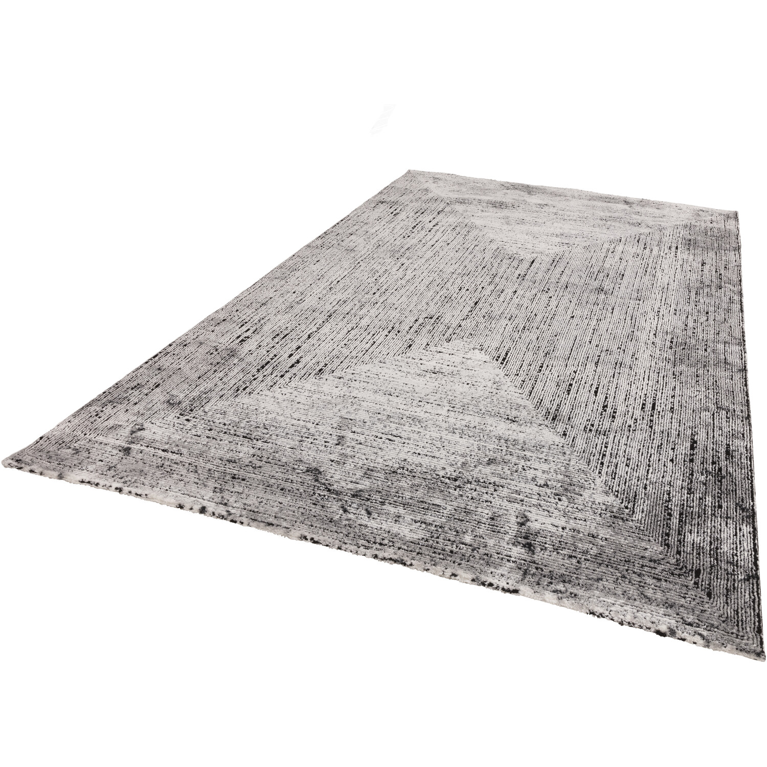 Grey Textured Frame Rug 120 x 170cm Image 2