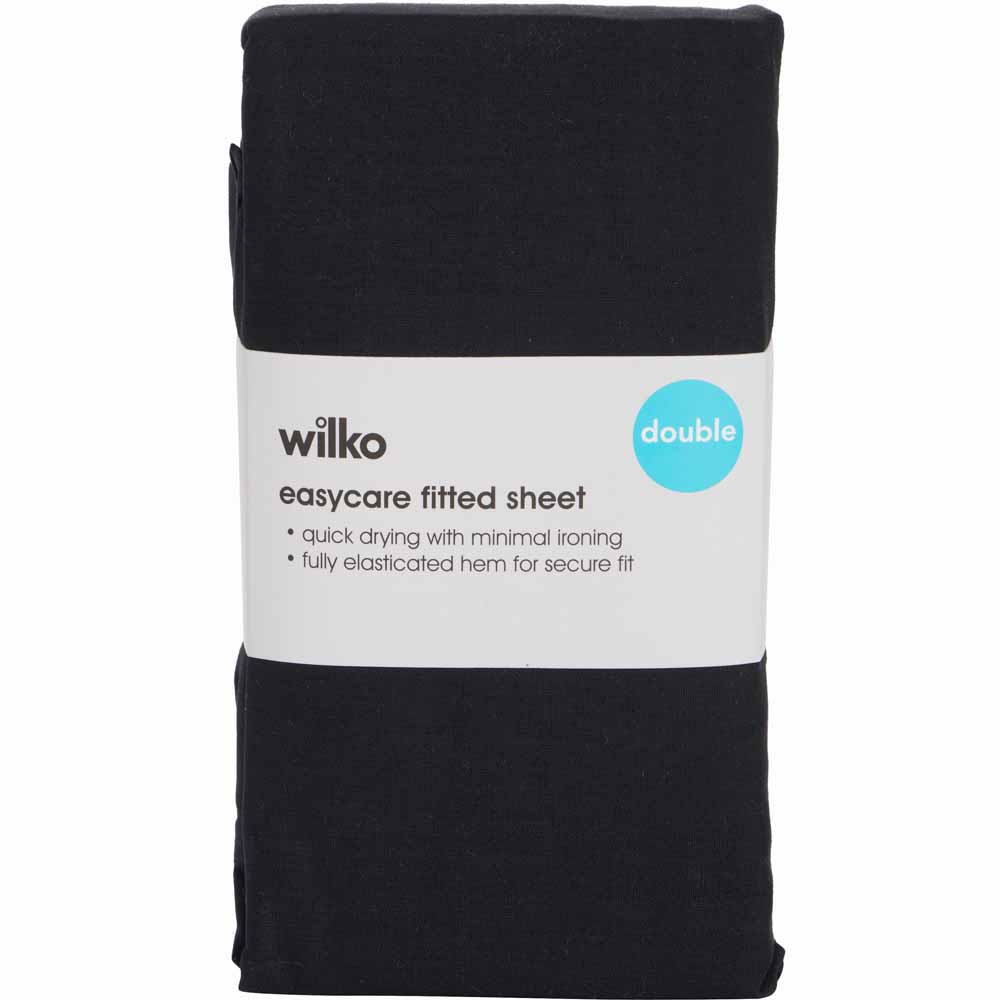 Wilko Easy Care Double Black Fitted Bed Sheet Image 2