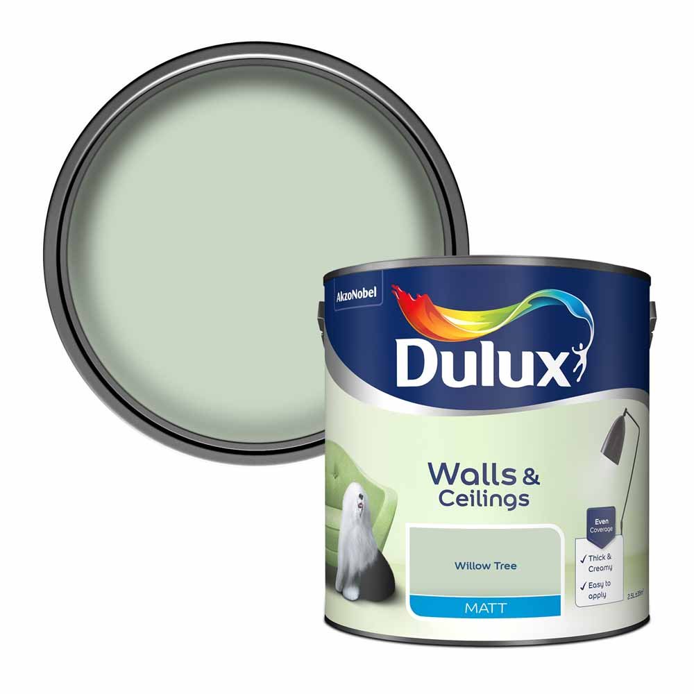 Dulux Walls & Ceilings Willow Tree Matt Emulsion Paint 2.5L Image 1