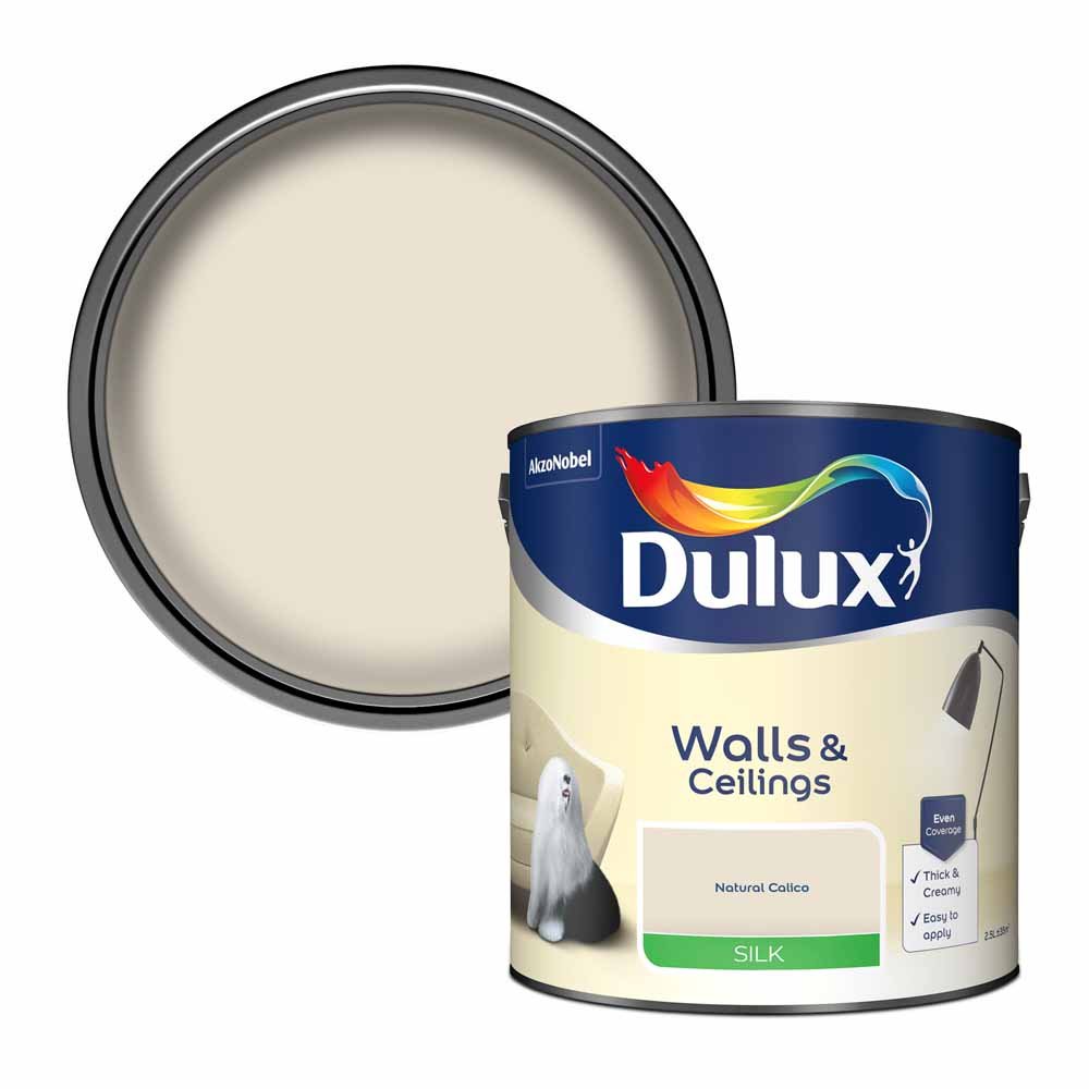 Dulux Walls & Ceilings Natural Calico Silk Emulsion Paint 2.5L Image 1