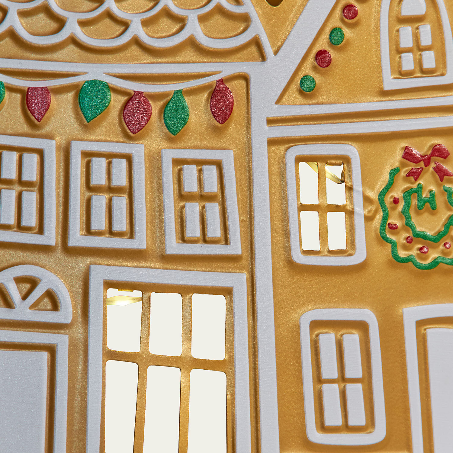 LED Gingerbread House Tree Skirt Brown and White Image 7