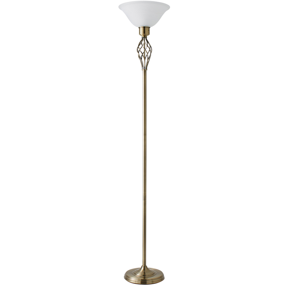 ValueLights Memphis Twist Antique Brass Floor Lamp Image 1