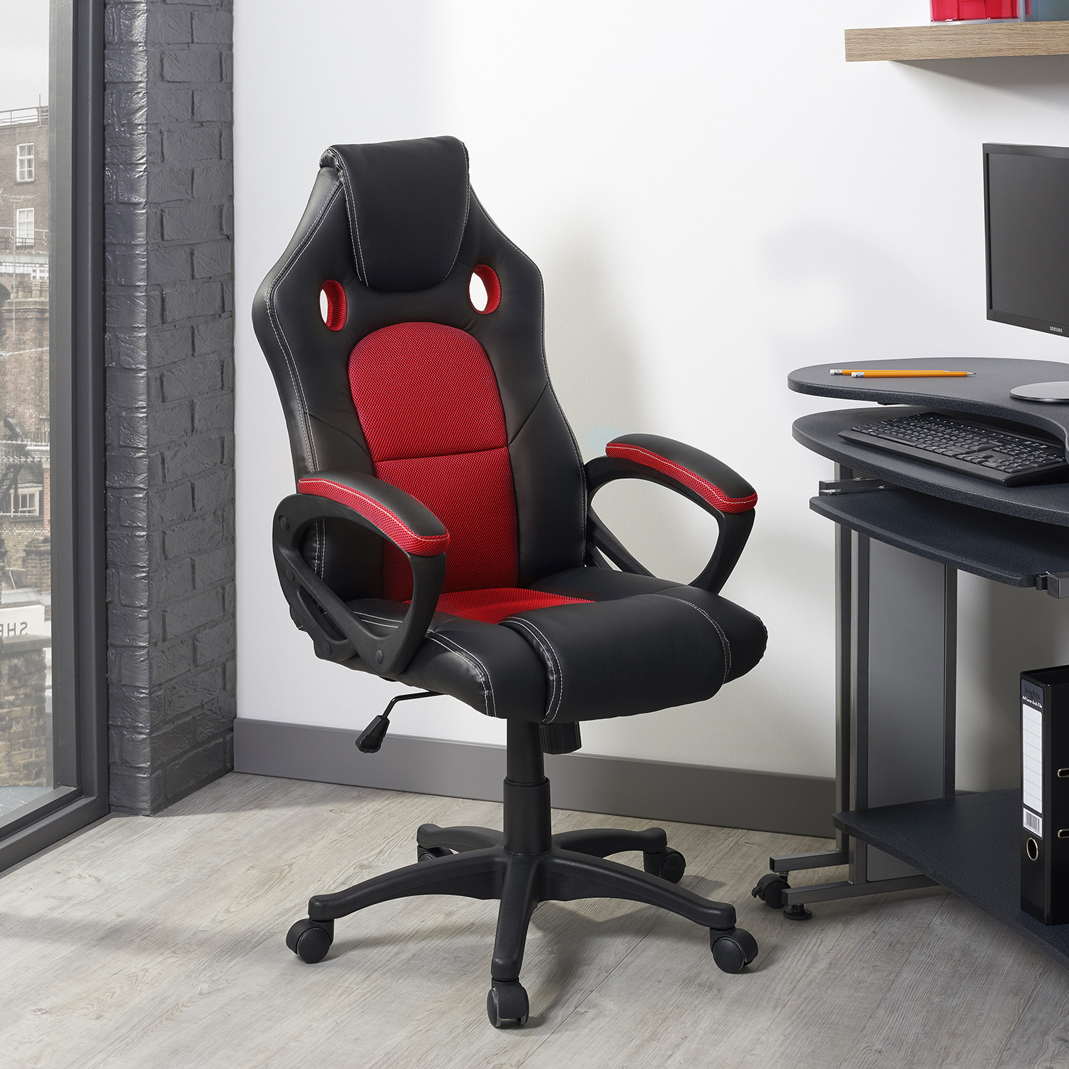 Phoenix Red Faux Leather Swivel Office Chair Image 3