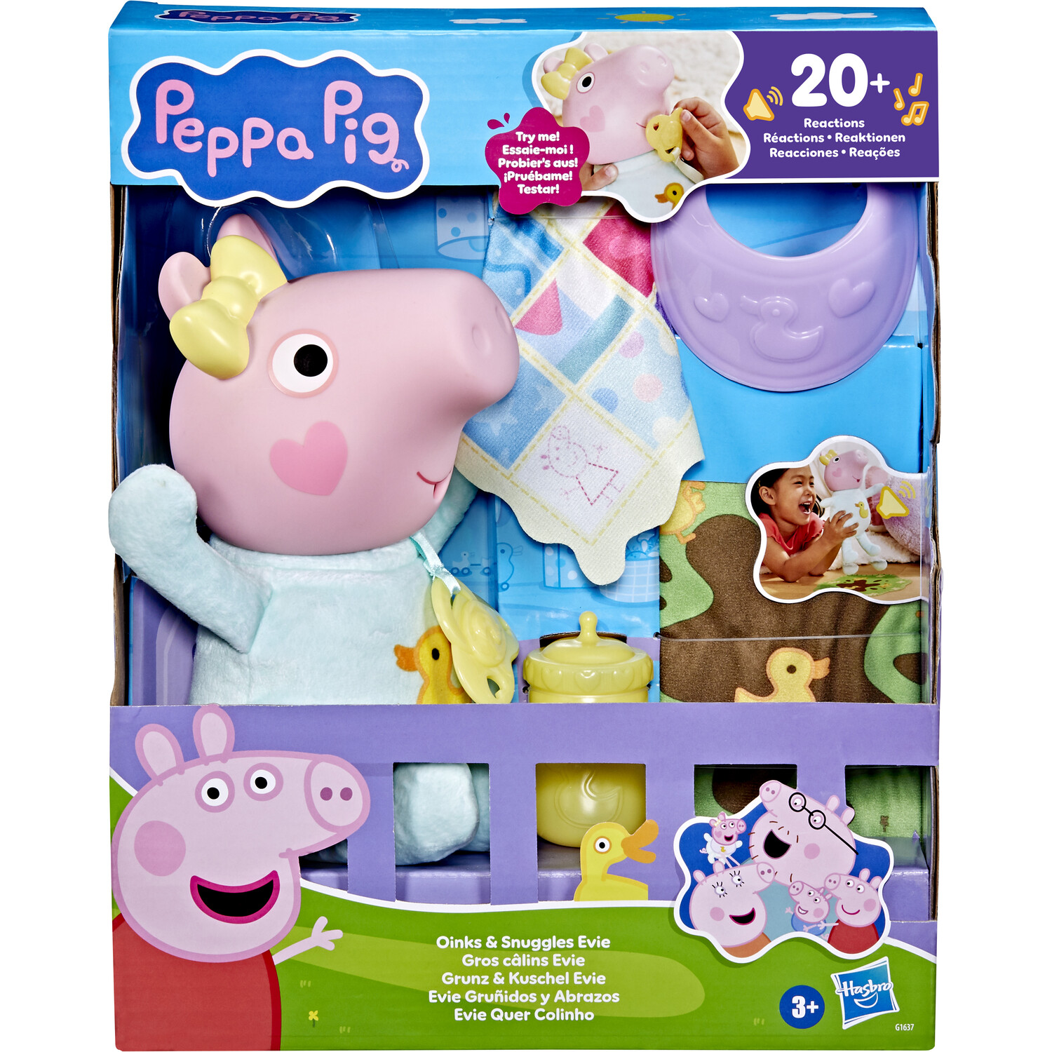 Peppa Pig Oink and Snuggles Evie Baby Doll Set Blue Image 1